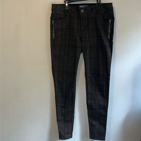 EXCELLENT CONDITION WOMEN’S DEMOCRACY “AB”SOLUTION BROWN PLAID SLIMMING PANTS - Picture 4 of 9